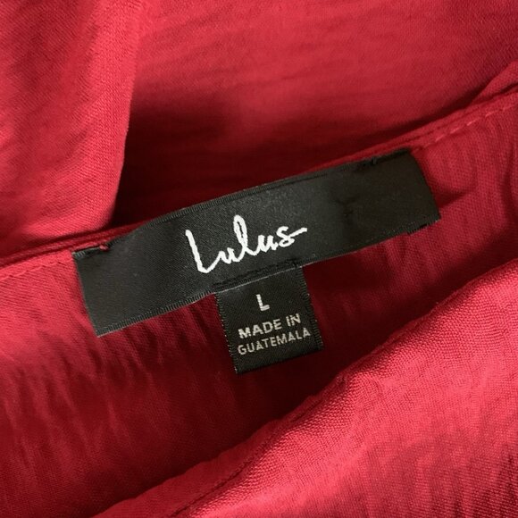 Lulus Red Long Sleeve Wrap Crop Top L Backless Blouse Holiday Party Chic - Picture 3 of 4